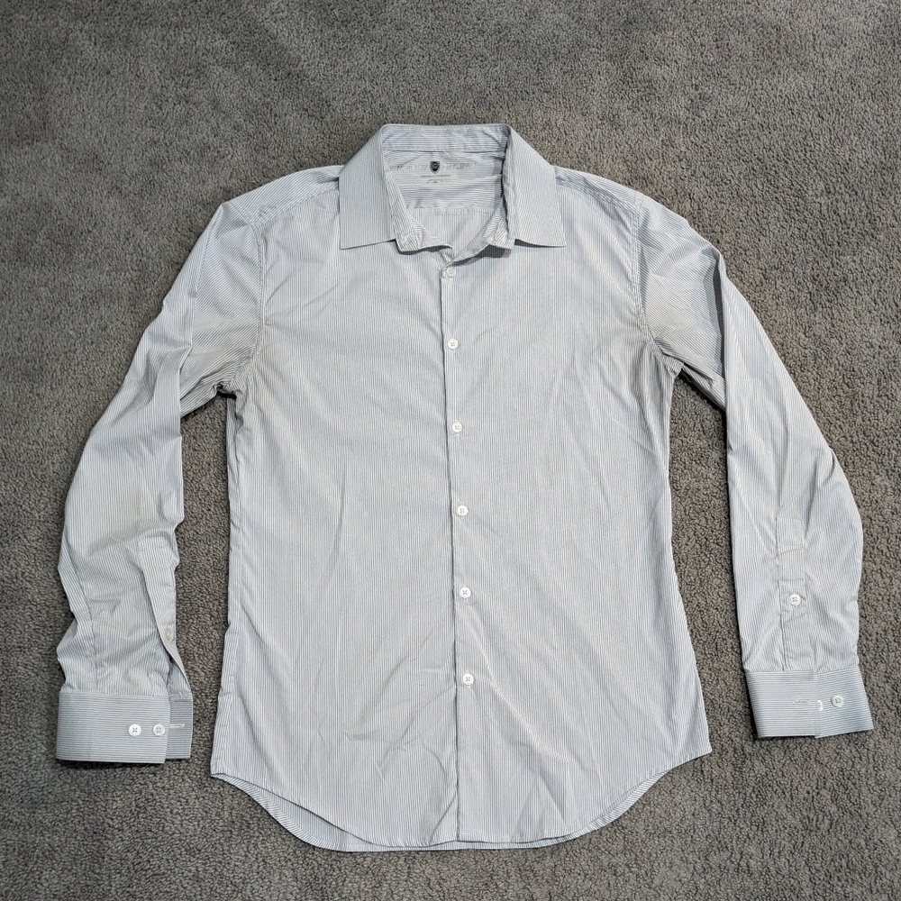 Ministry of Supply Dress Shirt Mens Med Slim Fit Stretch Button Up Work Stripes